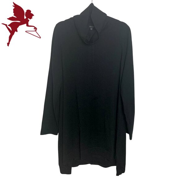 NWT EILEEN FISHER Merino Wool Black Turtleneck K/L - Picture 2 of 8